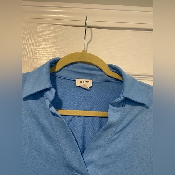 J. Crew Size XS Robin Egg Blue Long Sleeve V Neck Pullover Collared Top - Picture 2 of 10